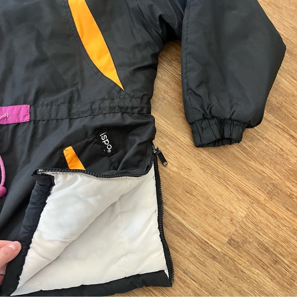 Vintage ISPO Colorblock Ski Jacket Retro 80s 90s Neon Hooded Winter Coat, Sz L - Picture 7 of 8